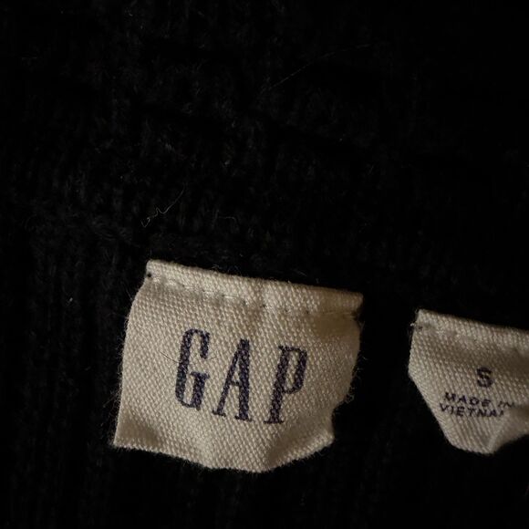 Gap Crochet Sweater Top Blouse Vest Collared Knit V Neck Black S - Picture 3 of 4